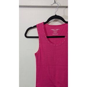 Y2K Style Hot Pink Rhinestone Tank Top - Young U.S.A. sz. Small
